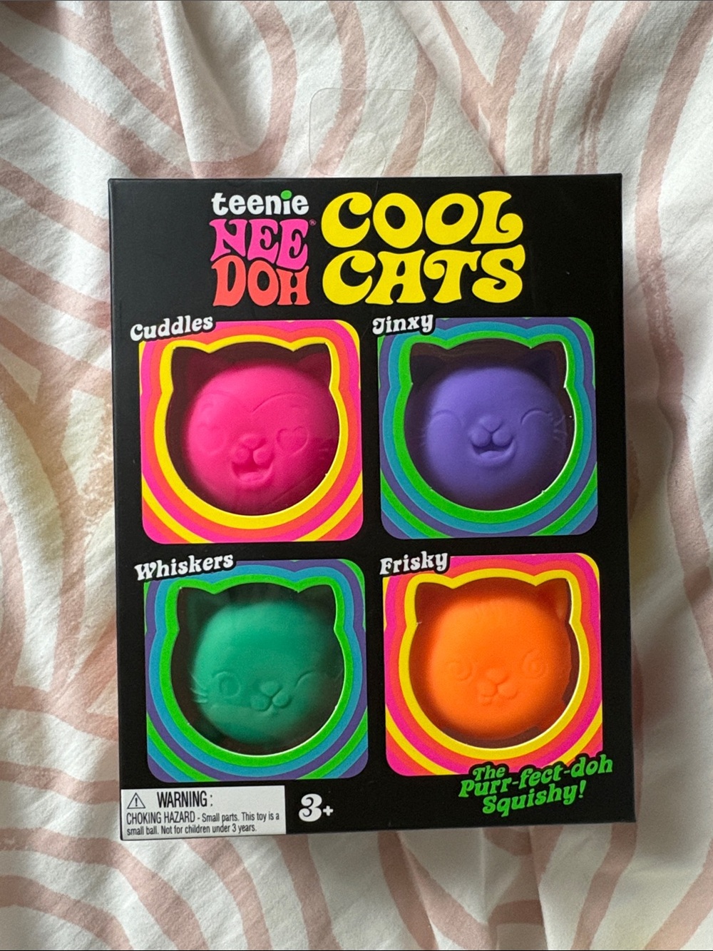Teenie Nee Doh Cool Cats Squishy Set - Pink, Purple, Teal, Orange
